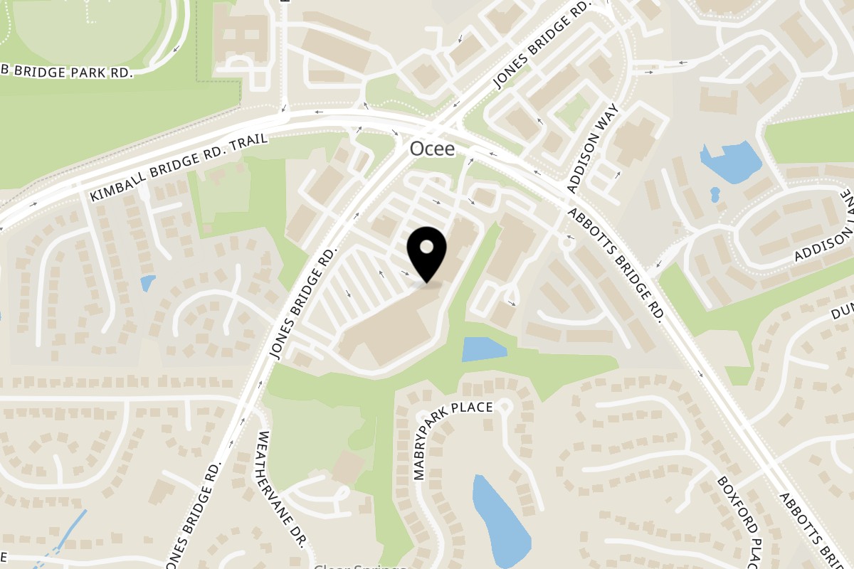 Map showing the location of The Yellow Chilli of Georgia on 11585 Jones Bridge Rd Suite # 440 in Johns Creek